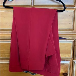 Red, elastic waste dress pants